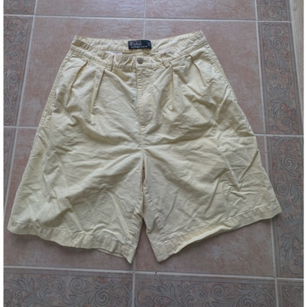 Polo Ralph Lauren Yellow Cotton Pleated Shorts Men's size 33